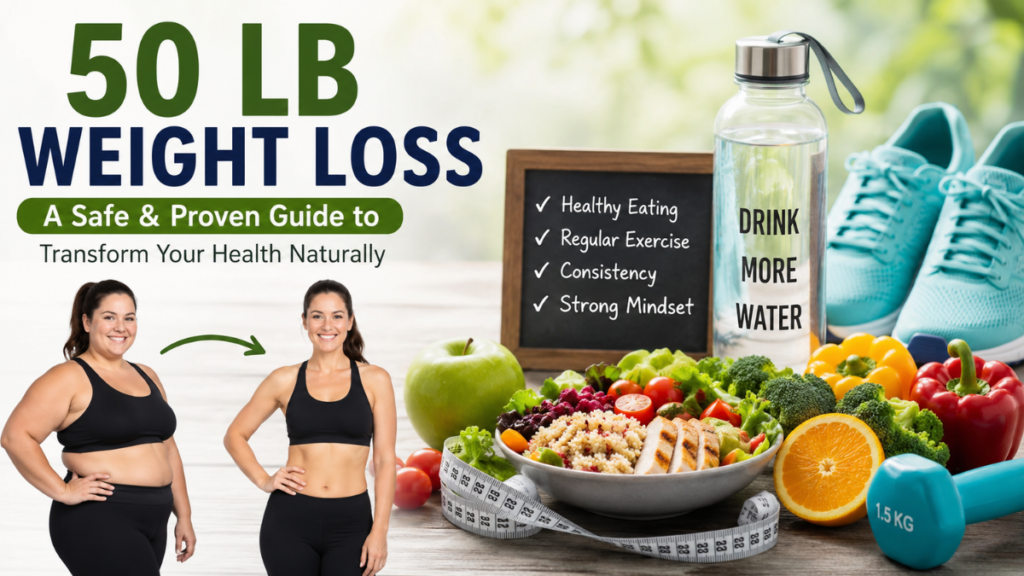 50 lb weight loss transformation with healthy diet and exercise